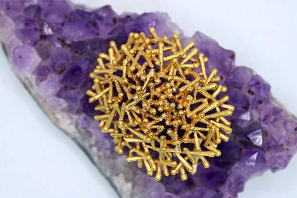 Panetta Gold Tone Modernist Nest Brooch/Pendant